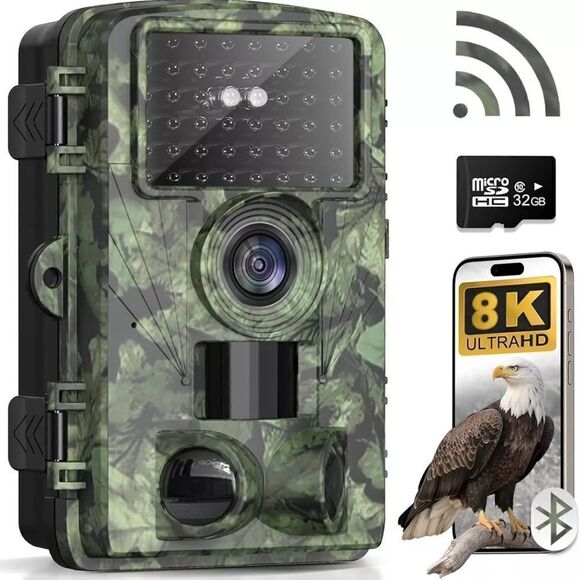 Dargahou Trail Camera 8k 60MP Wi-Fi Game Camera w/No Glow Night Vision Motion - Picture 1 of 16